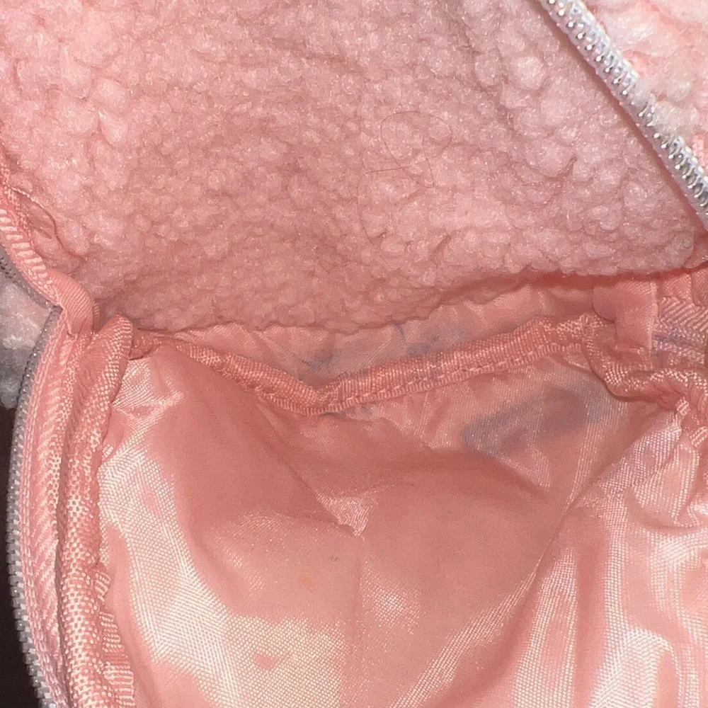 Steve Madden Blush Fuzzy Kids Bag with Iridescent Strap